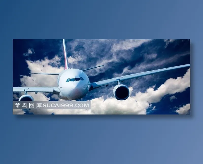 飞行在空中的商务客机高清图片