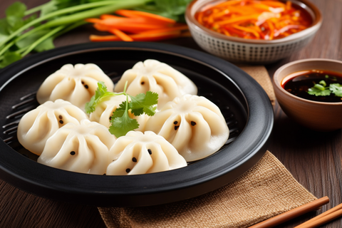 早点早茶小笼包摄影图