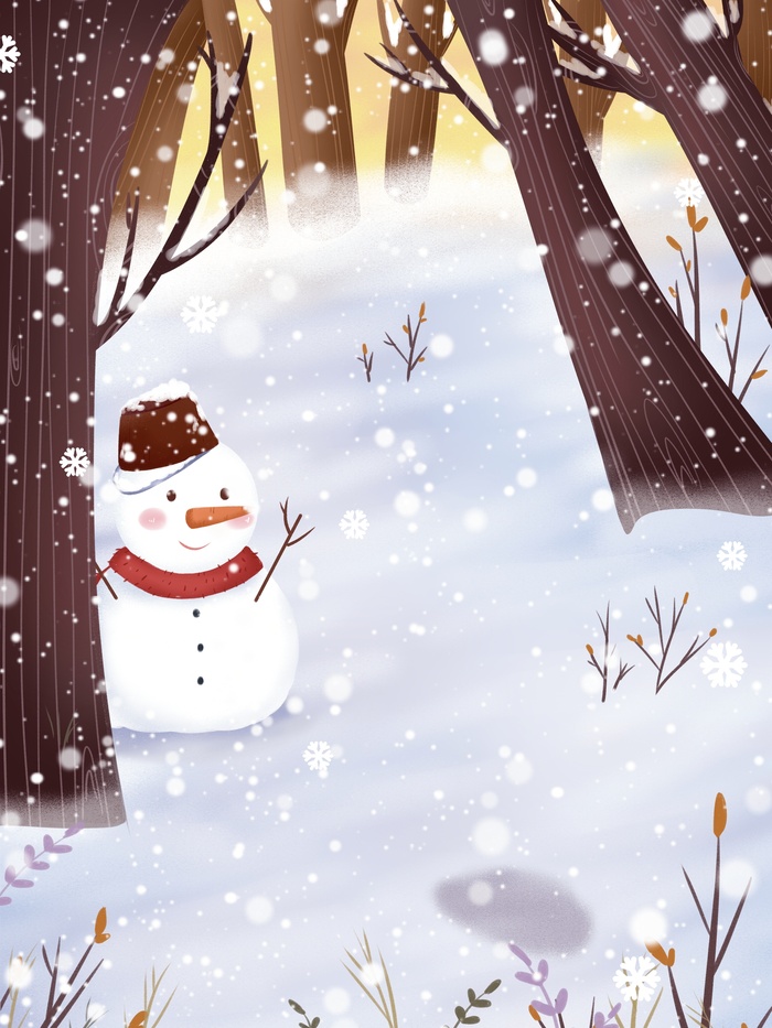 唯美小清新雪花冬天背景素材psd模版下载