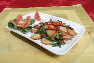 13韭菜花炒鳕鱼块-石库门