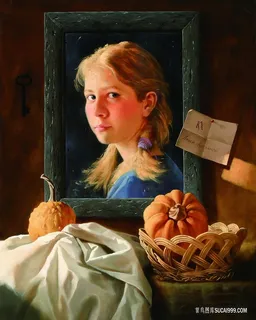 金发女性肖像挂画