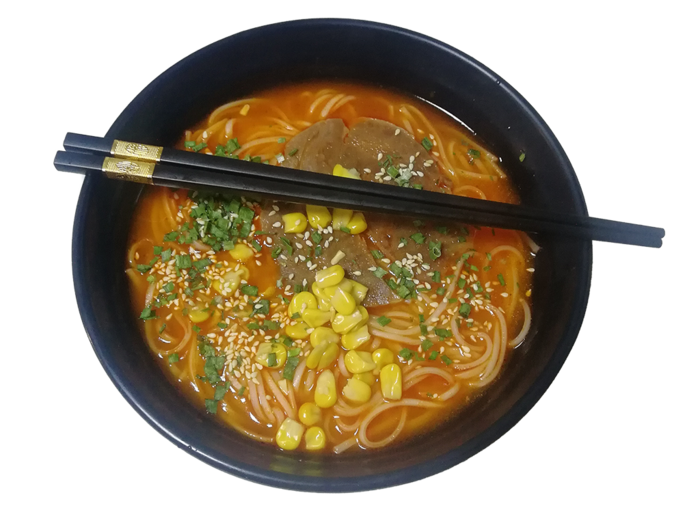 蜜汁叉烧肉番茄玉米葱花西红柿拉面干脱水肉片免抠摄影元素素材