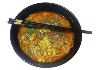 蜜汁叉烧肉番茄玉米葱花西红柿拉面干脱水肉片免抠摄影元素素材