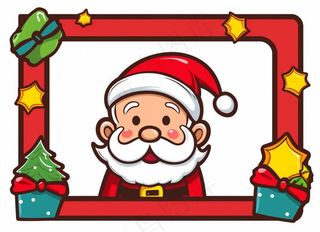 圣诞节装饰边框圣诞老人卡通插画背景