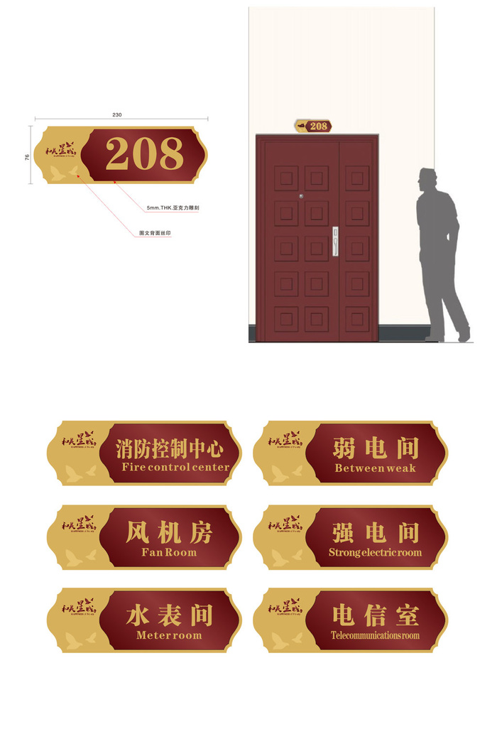 消防控制中心强弱电间牌机房重地导视牌cdr矢量模版下载