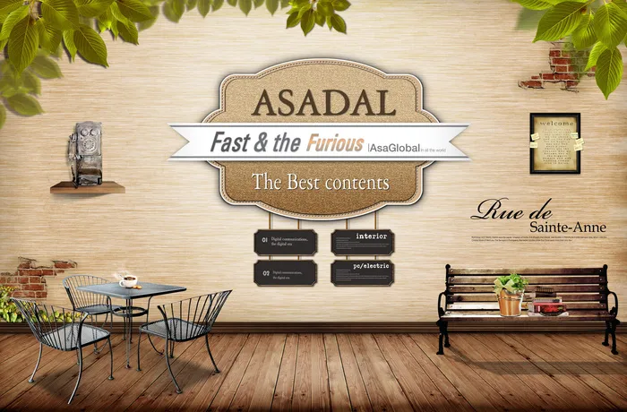 复古咖啡店装饰背景psd模版下载