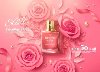 电商广告香水粉色花卉背景