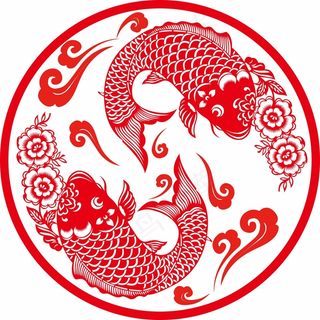 鲤鱼剪纸 剪纸风元素