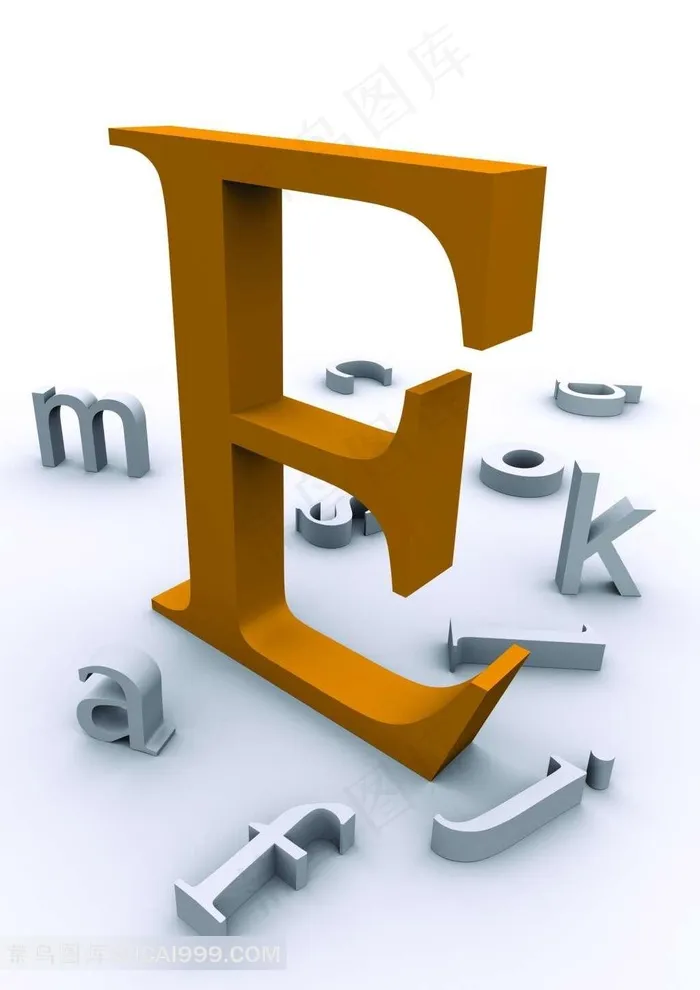 3D立体字母E背景素材
