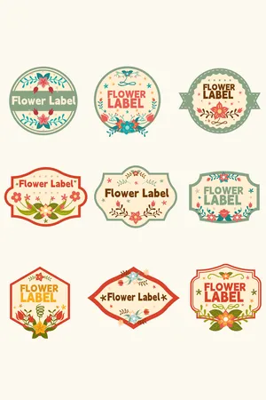 矢量复古花卉贴纸