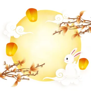 中秋节卡通白兔素材