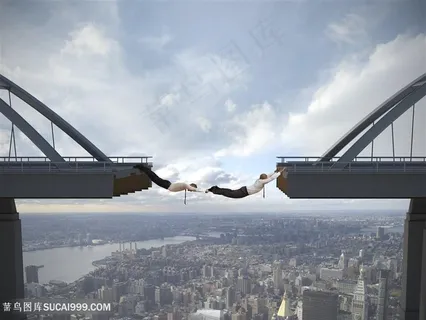 抓着桥的商务人士高清图片