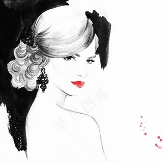 唯美水彩美女绘画