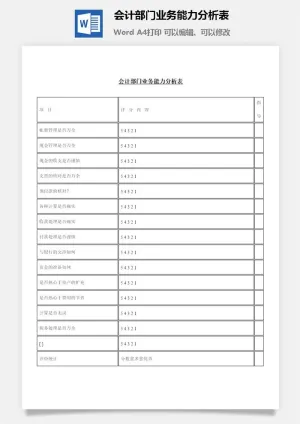 会计部门业务能力分析表word模板