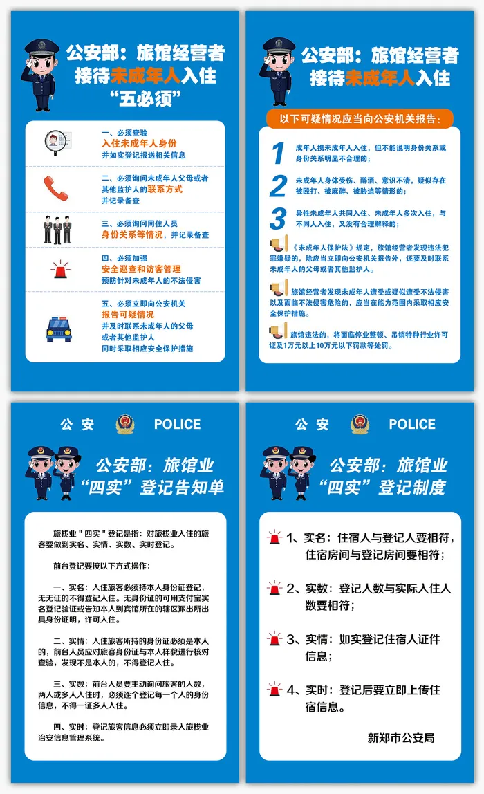 旅馆业四实登记未成年入住宾馆制度展板psd模版下载
