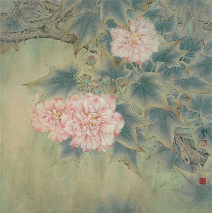 工笔芙蓉国画