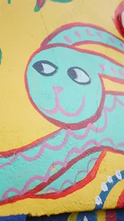 手绘兔子墙画高清摄影原图 手绘兔子墙画高清摄影原图