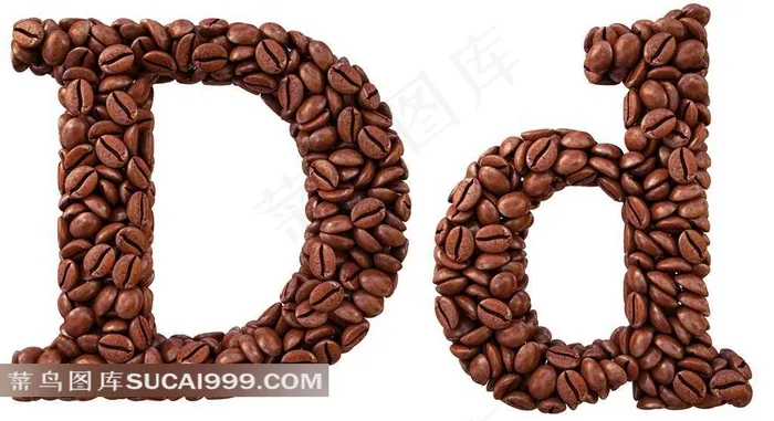 咖啡豆组成的字母D