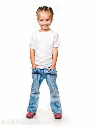 儿童时尚系列 - 双手插袋的可爱小女孩