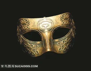 金色花纹面具高清图片