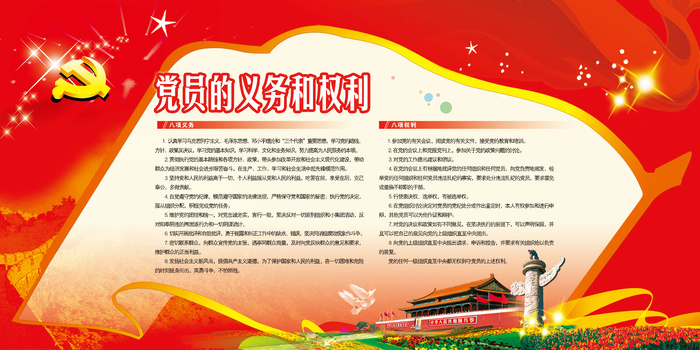 党员的义务和权力党建文化墙psd模版下载