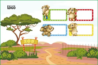 动物世界卡通不干胶标签贴纸