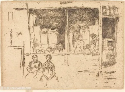 惠斯勒素描乡村房子美景 惠斯勒素描乡村房子美景