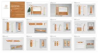 全套木质棕色创意园科技园导视牌