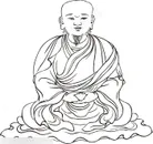 修行的僧人罗汉线描矢量PNG绘画图片
