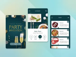 UI多页面包装展示手机APP交互界面样机长图概念PSD设计模板