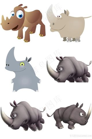 卡通犀牛免抠素材