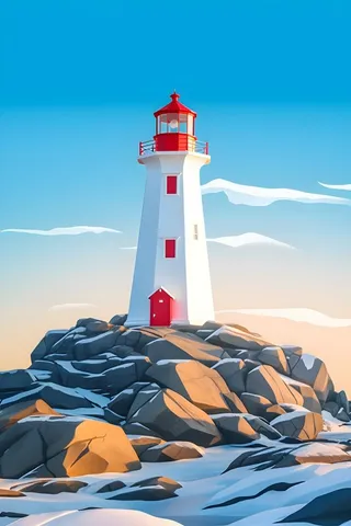 海边灯塔蓝色简约背景