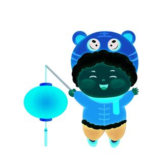 手绘2022虎年新年春节卡通老虎形象IP插画元素PSD设计素材图案