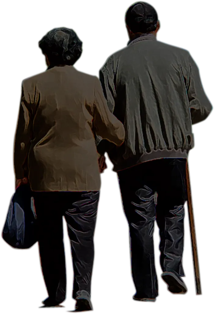 老人老伴简笔