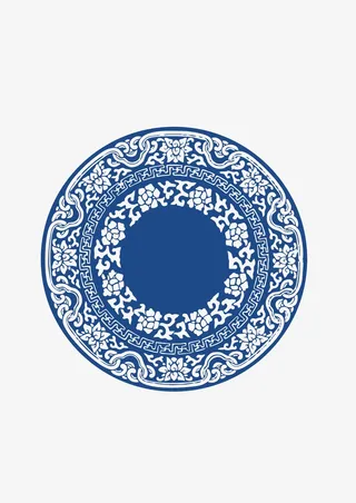 青花瓷花纹碟子底纹