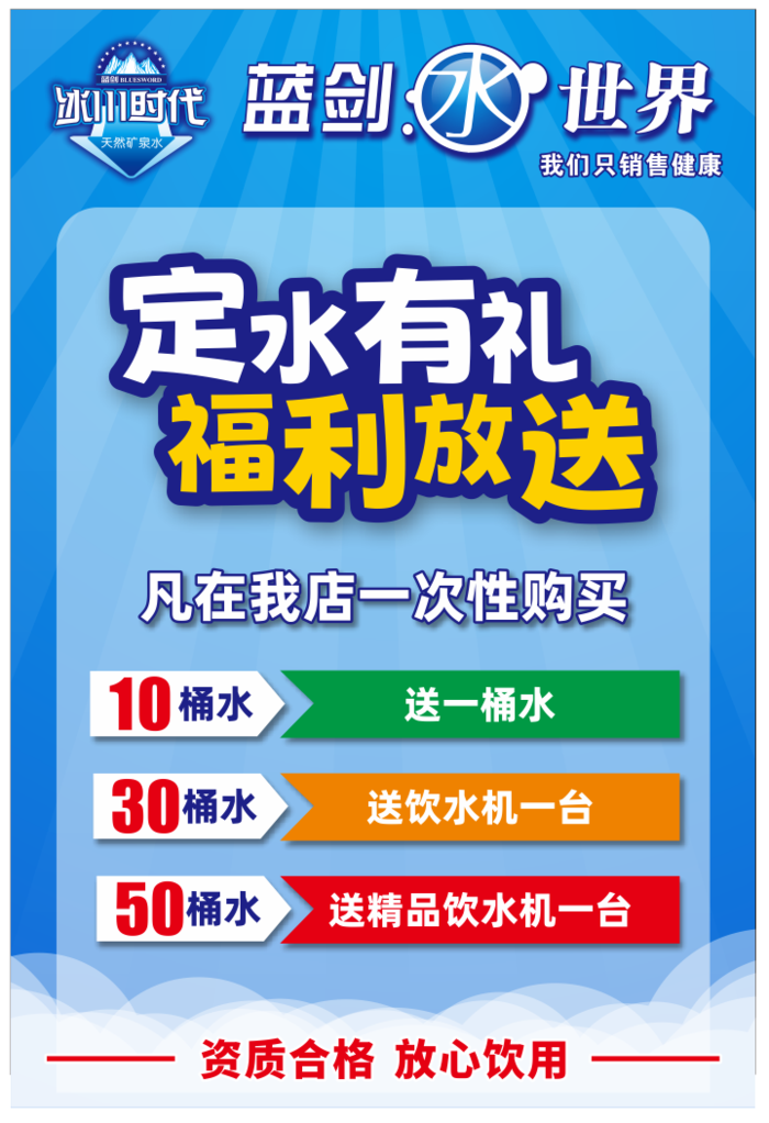 蓝剑水世界定水有礼福利放送cdr矢量模版下载