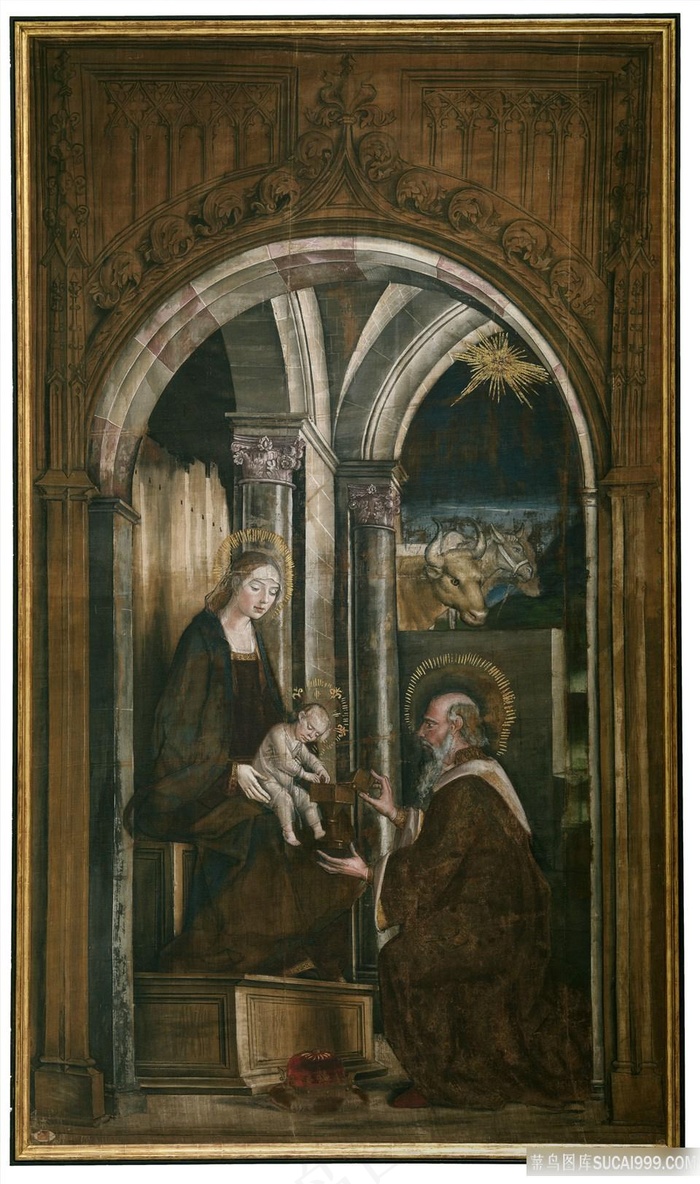 母子室内油画风景画