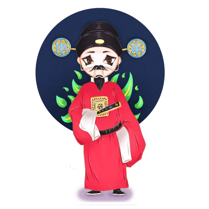 卡通京剧戏剧人物脸谱插画PNG图片 国潮中国风Q版戏剧人物PS素材