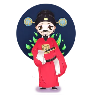 卡通京剧戏剧人物脸谱插画PNG图片 国潮中国风Q版戏剧人物PS素材