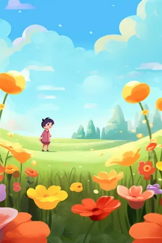 草地音乐天空可爱背景