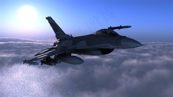 云层上的战斗机特写高清图片