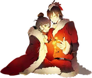 古风男孩女孩卡通人物橘色