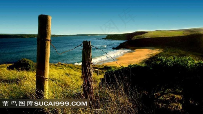 海边草地围栏壁纸