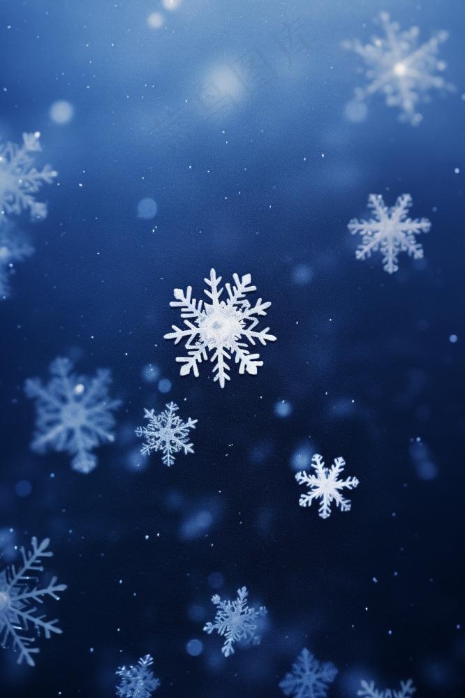 冬天雪花清新大气背景