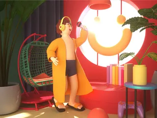 糖果色卡通家居风格欢唱主题C4D创意场景