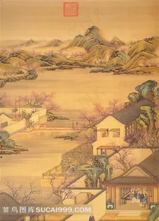 古代皇家庭院建筑工笔画图片 古代皇家庭院建筑工笔画图片