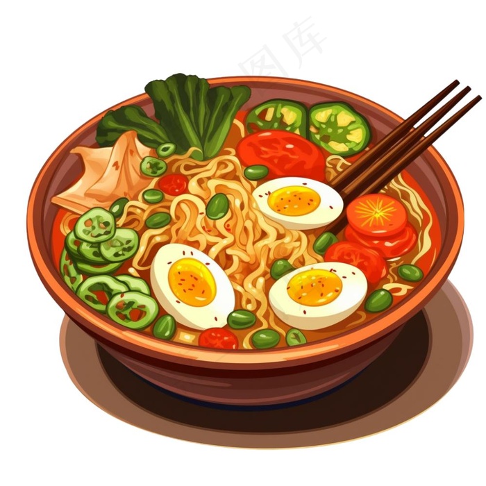 面条泡面美食插画免抠(1024x1024)