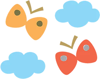 云朵蝴蝶卡通简笔素材