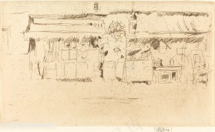 惠斯勒素描街道店铺