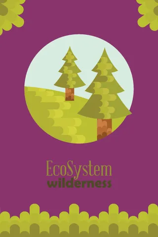 自然风景动物植物扁平矢量插画